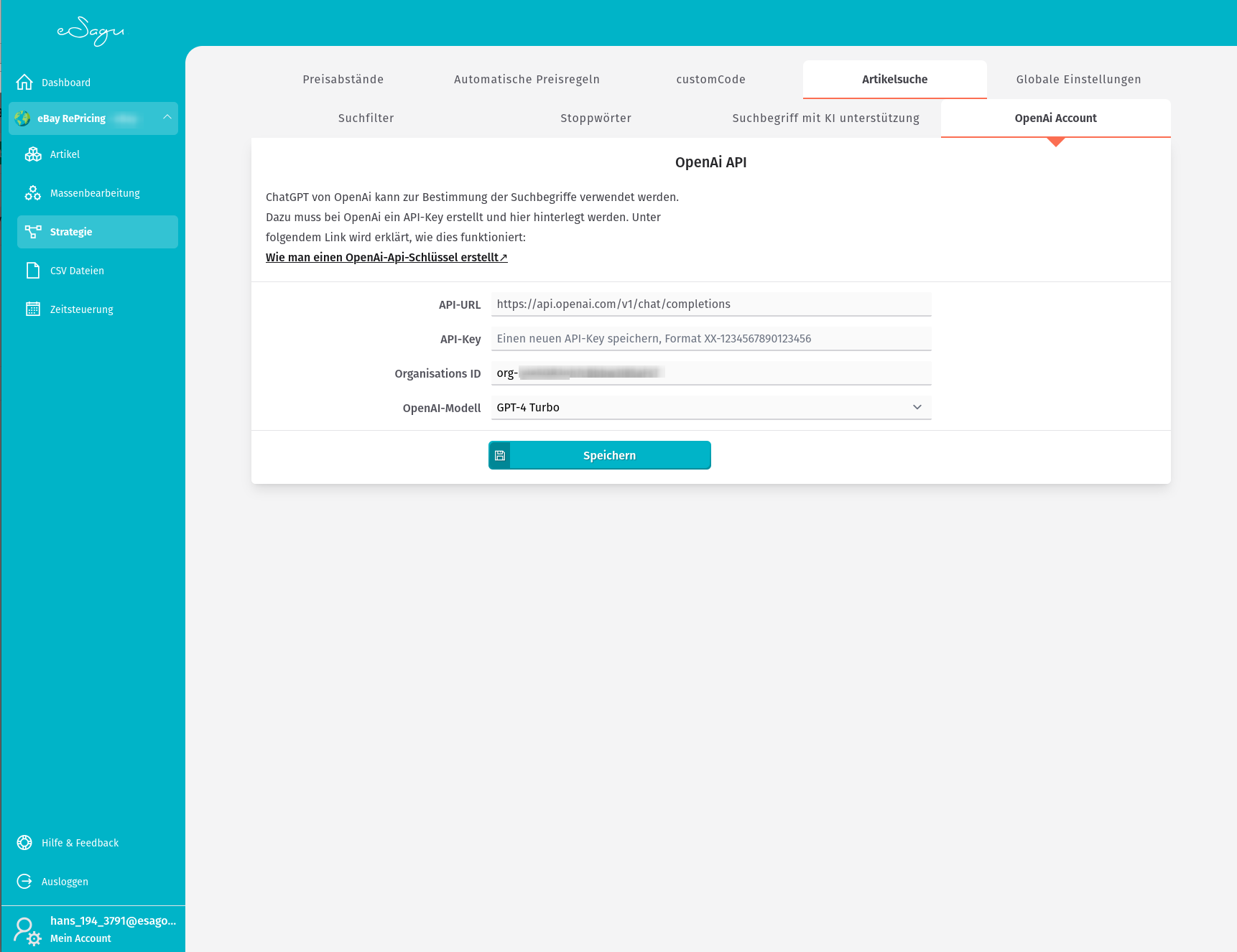 eSagu%20OpenAi Store the API key in the eSagu software